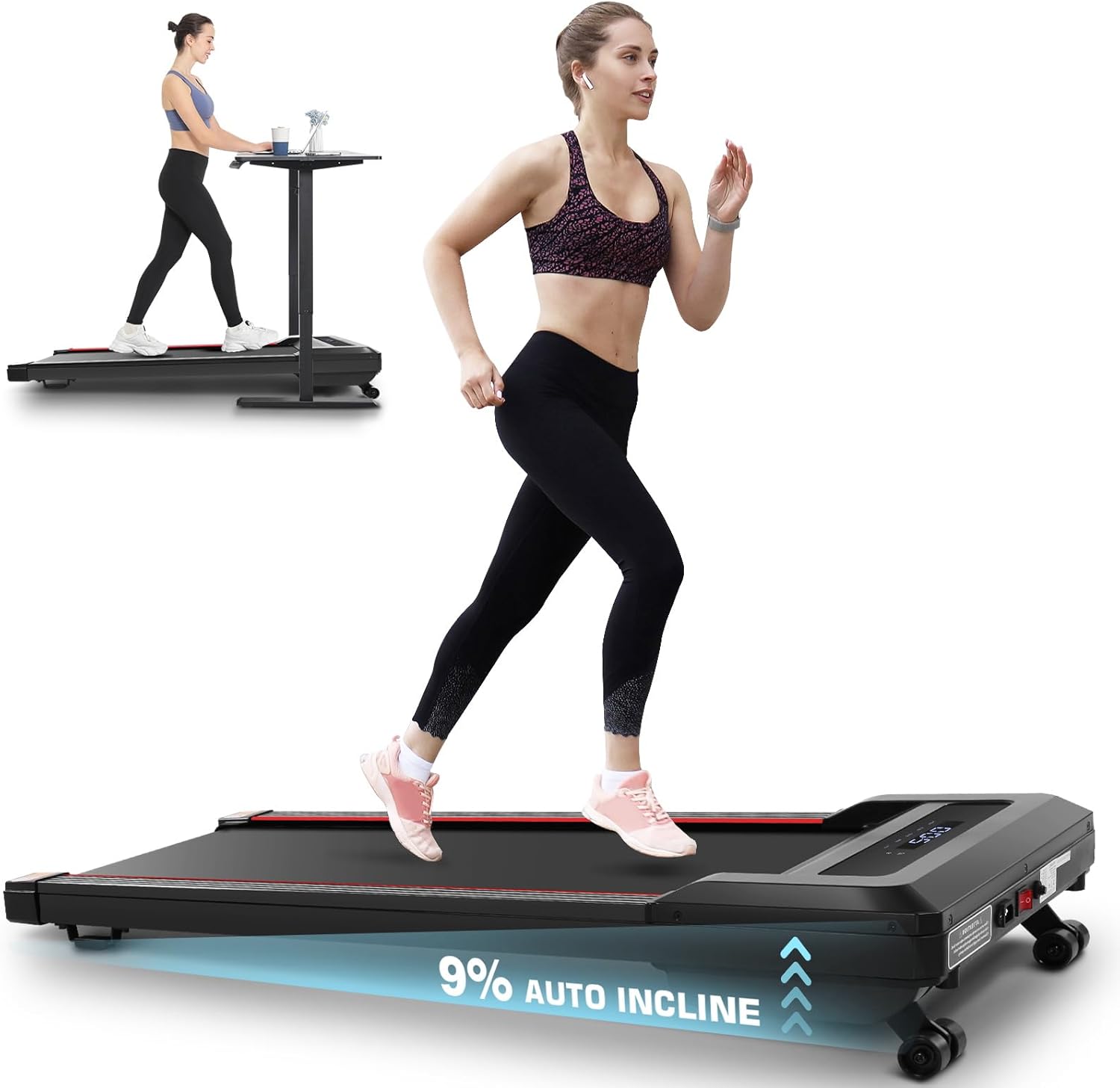FUNMILY Walking Pad: Auto Incline, 4 in 1 Under Desk Treadmill, 8 Levels Slope