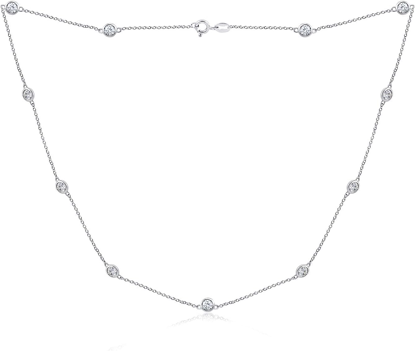 Dainty 18ft' Platinum Plated Sterling Silver Station Necklace