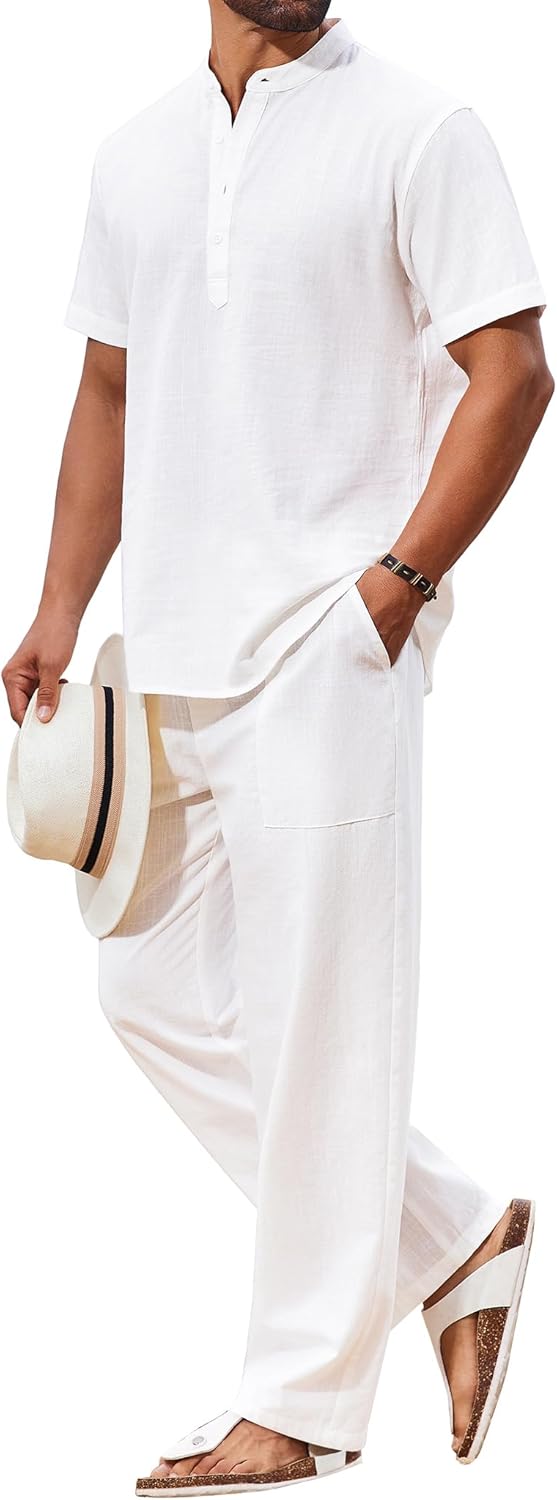 COOFANDY Men's 2 Piece Cotton Sets for Stylish Summer Outfits