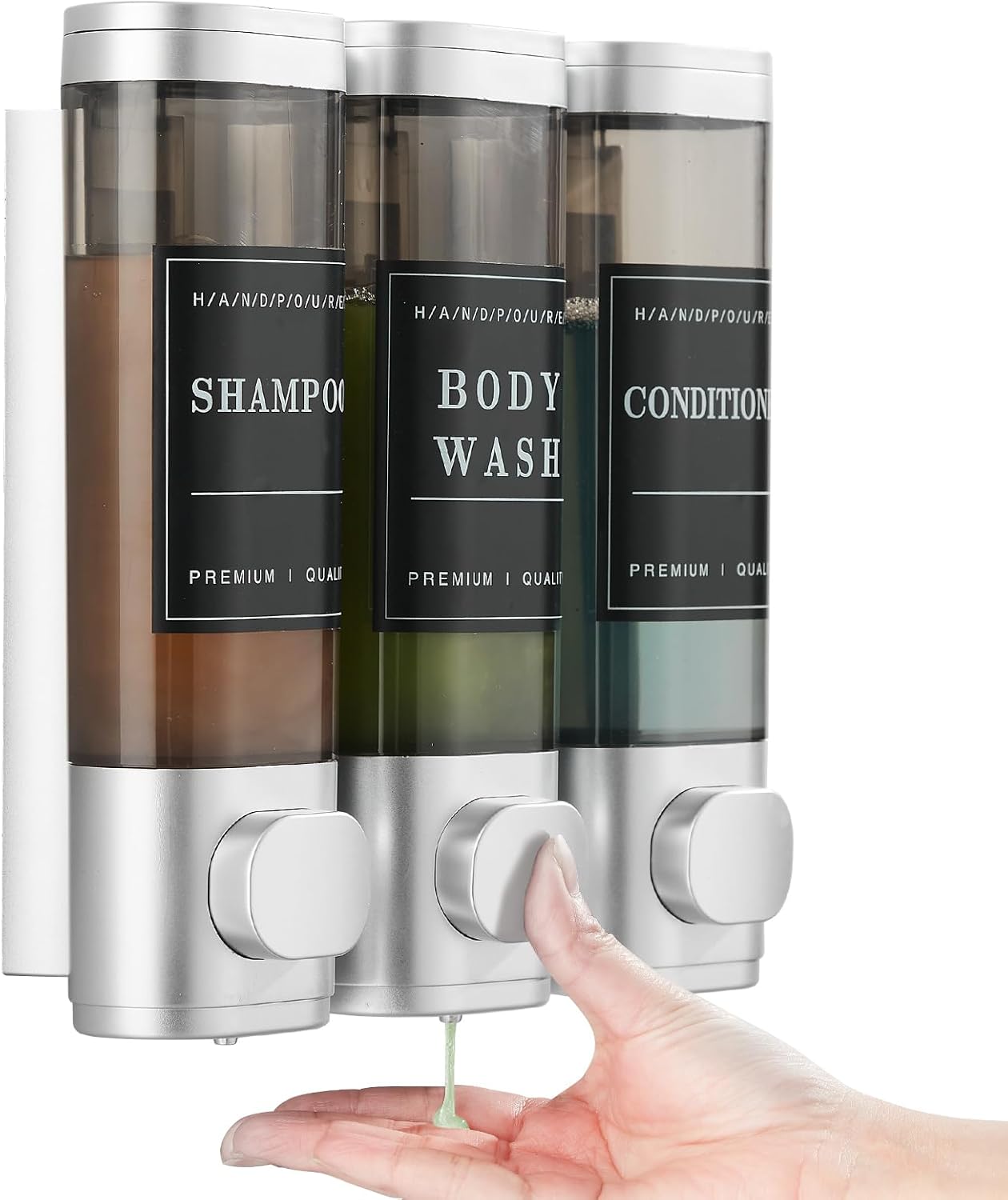 Shower Soap Dispenser 3 Chamber No Drill Wall-Mounted Solution