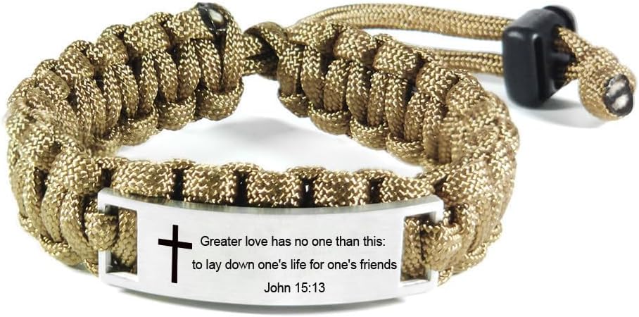 YLYYJ Men's John 15:13 Paracord Bracelet - Strength for Outdoor Adventures