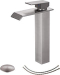 Brushed Nickel Waterfall Vessel Sink Faucet - Elegant Tall Deck Mixer