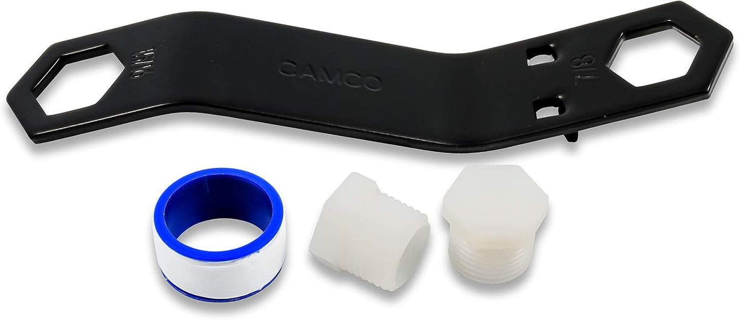 Camco RV Water Heater Drain Plug Kit | Reach Tight Spots Easily