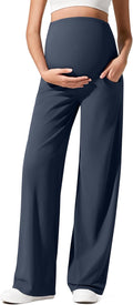 Ribbed Maternity Yoga Pants for Women - Wide Leg Lounge Fit