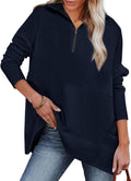 Women's Casual Oversized Half Zip Sweatshirt - Soft, Pocketed Pullover