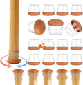 Chair Leg Protectors for Hardwood Floors - Clear Silicone Felt Pads