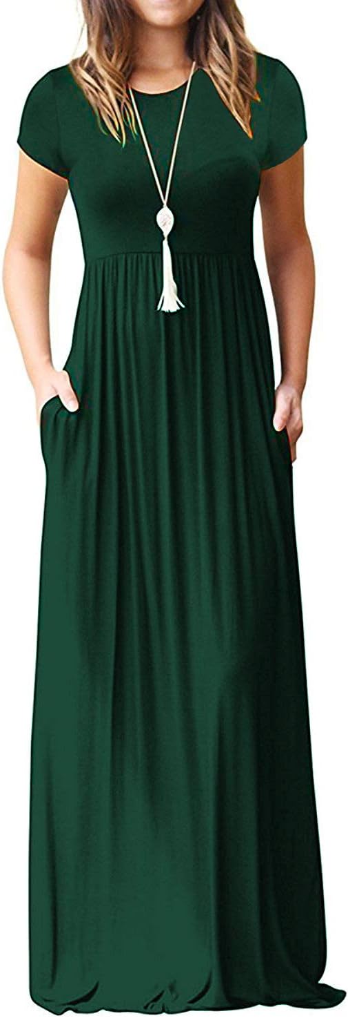 EUOVMY Women's Short Sleeve Maxi Dress with Pockets for All Occasions