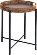 16.5in Round Rattan Side Table by JYXIN for Indoor/Outdoor