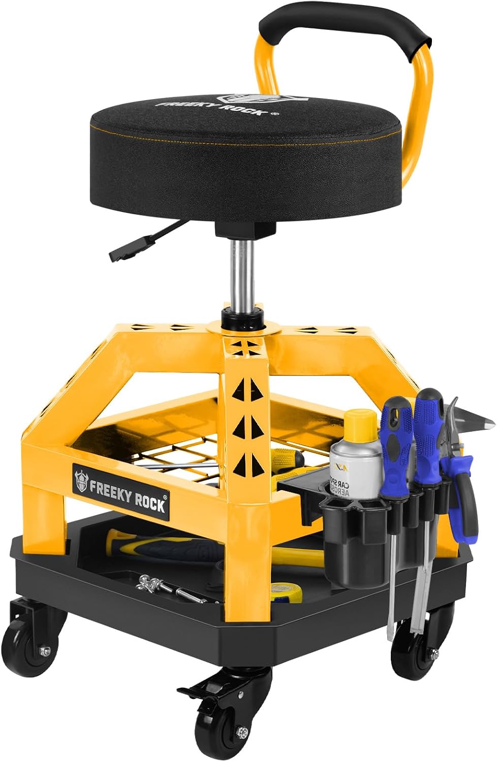 Heavy Duty Rolling Shop Stool with Wheels and Backrest for Comfort