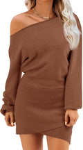 Wenrine Off The Shoulder Sweater Dress - Slim Fit Knit Mini Casual