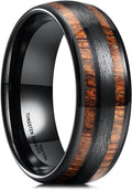 Tungsten Carbide Wedding Band 8mm with Koa or Maple Wood Inlay Natural