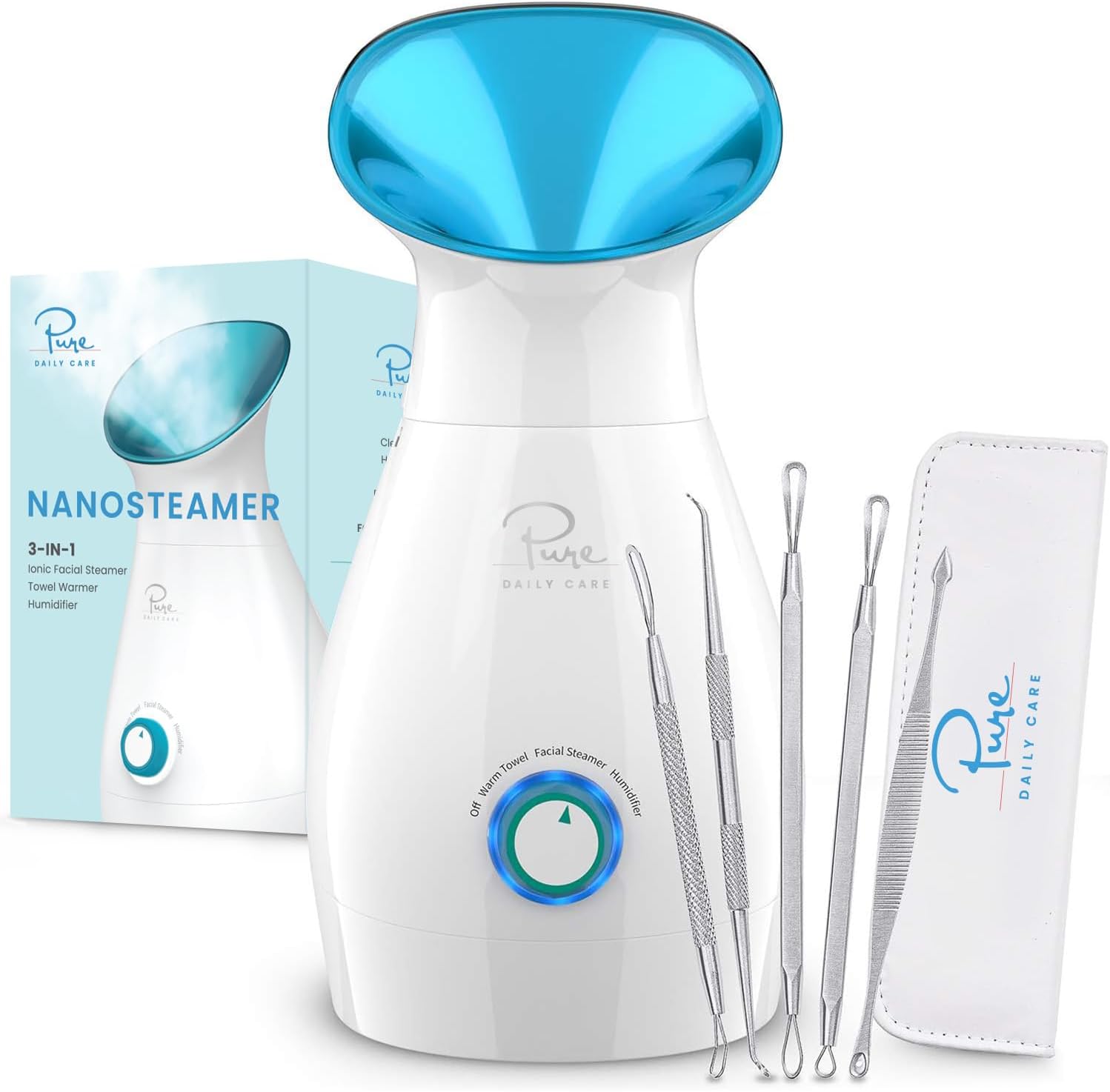 Pure Daily Care NanoSteamer 3-in-1 Facial Steamer for Spa Quality