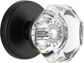 Crystal Door Knobs Interior Octagon Passage Glass Knobs - Matte Black