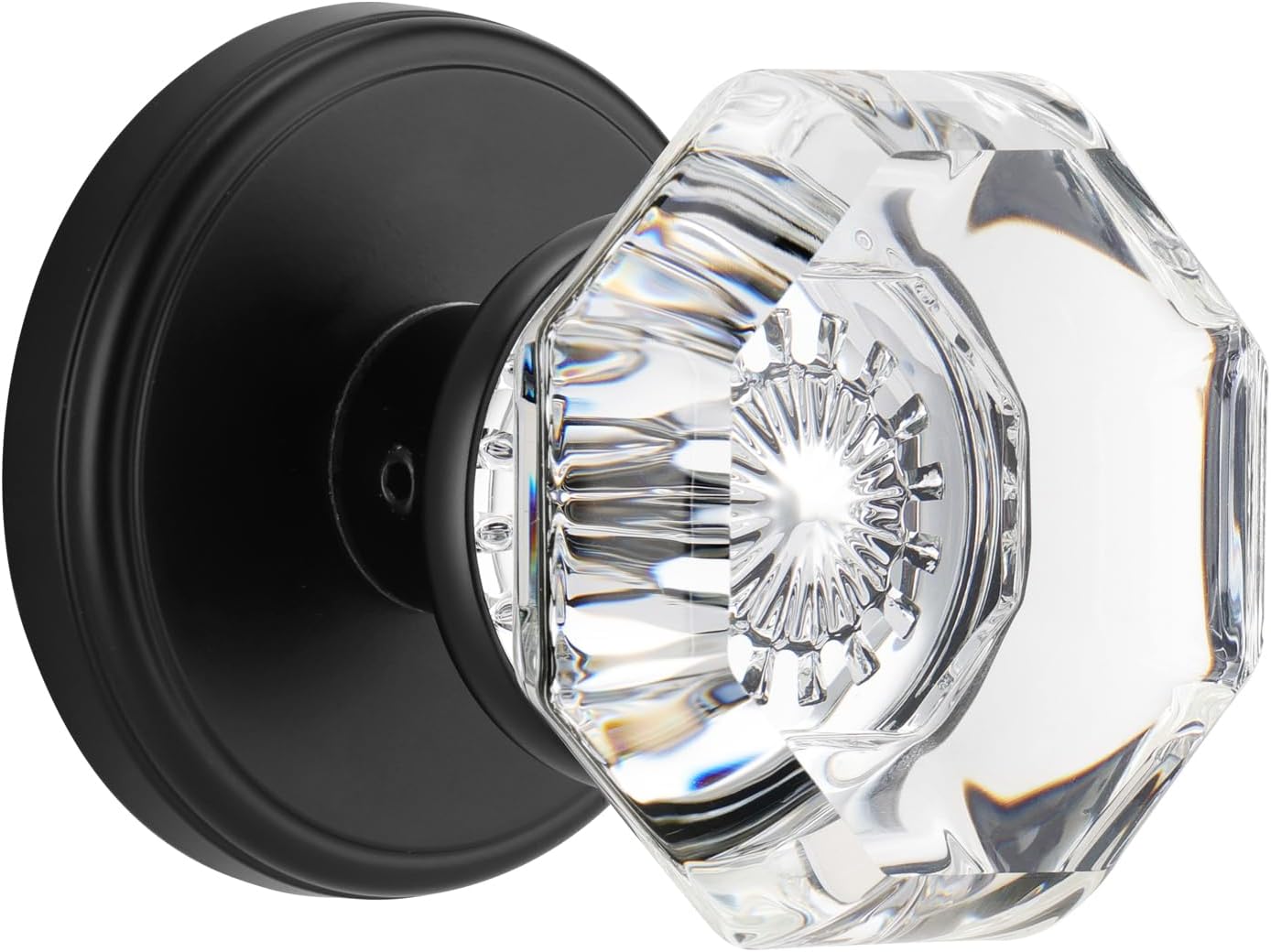 Crystal Door Knobs Interior for Hall Closet - Matte Black Finish