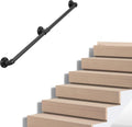 Industrial Pipe Stair Handrail 4ft - Heavy Duty Black Metal Rail