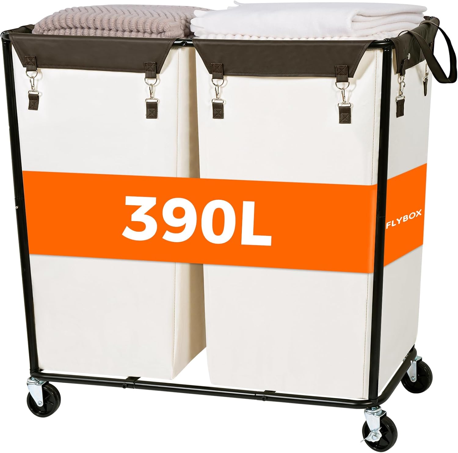 Extra Large 2 Section Laundry Basket with Wheels for Easy Use