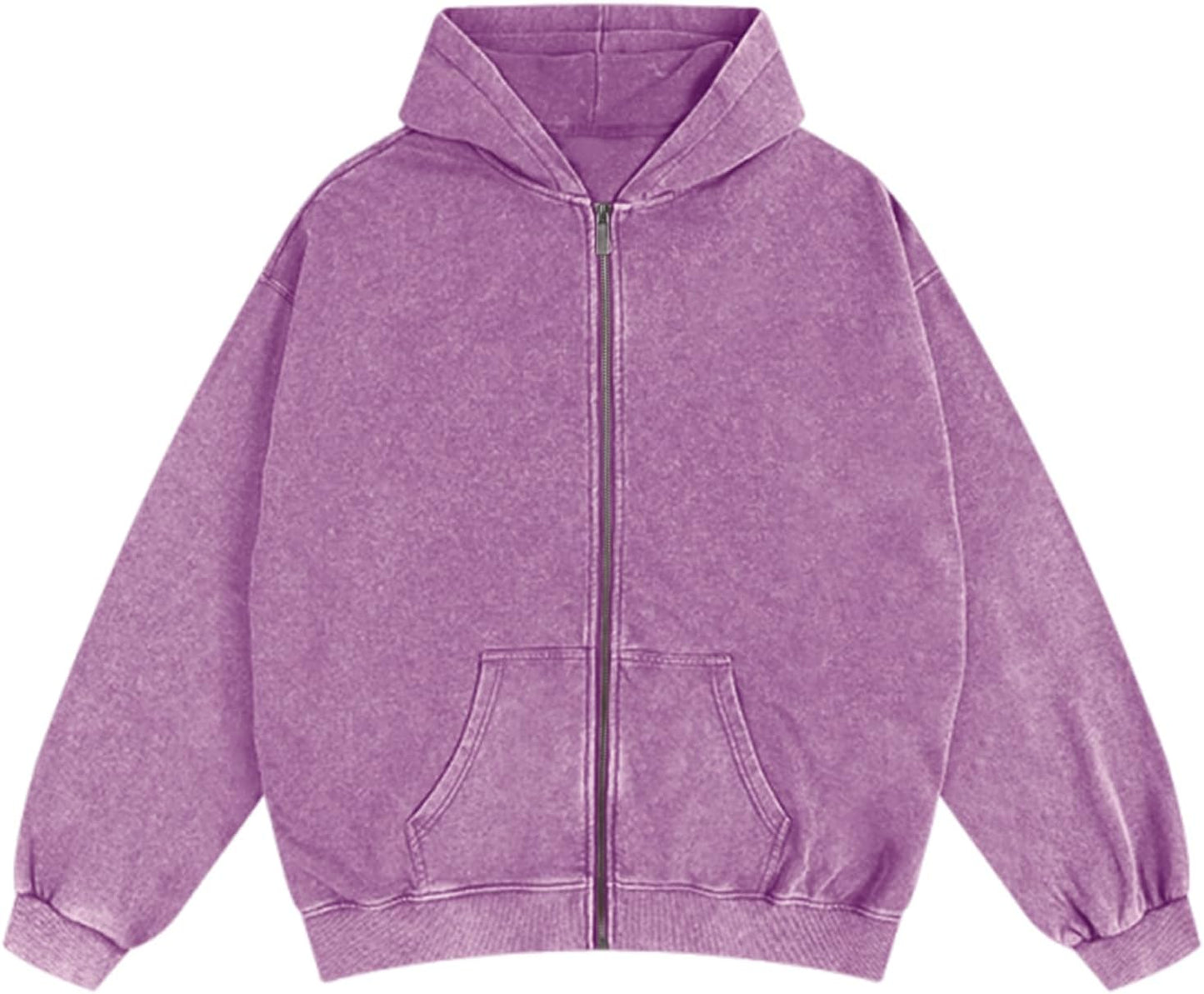 Bobeutou Mens Zip Up Acid Wash Hoodie for Casual Fall Style