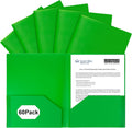 60-Pack Plastic Folders with Pockets - Durable 2-Pocket Poly Folders
