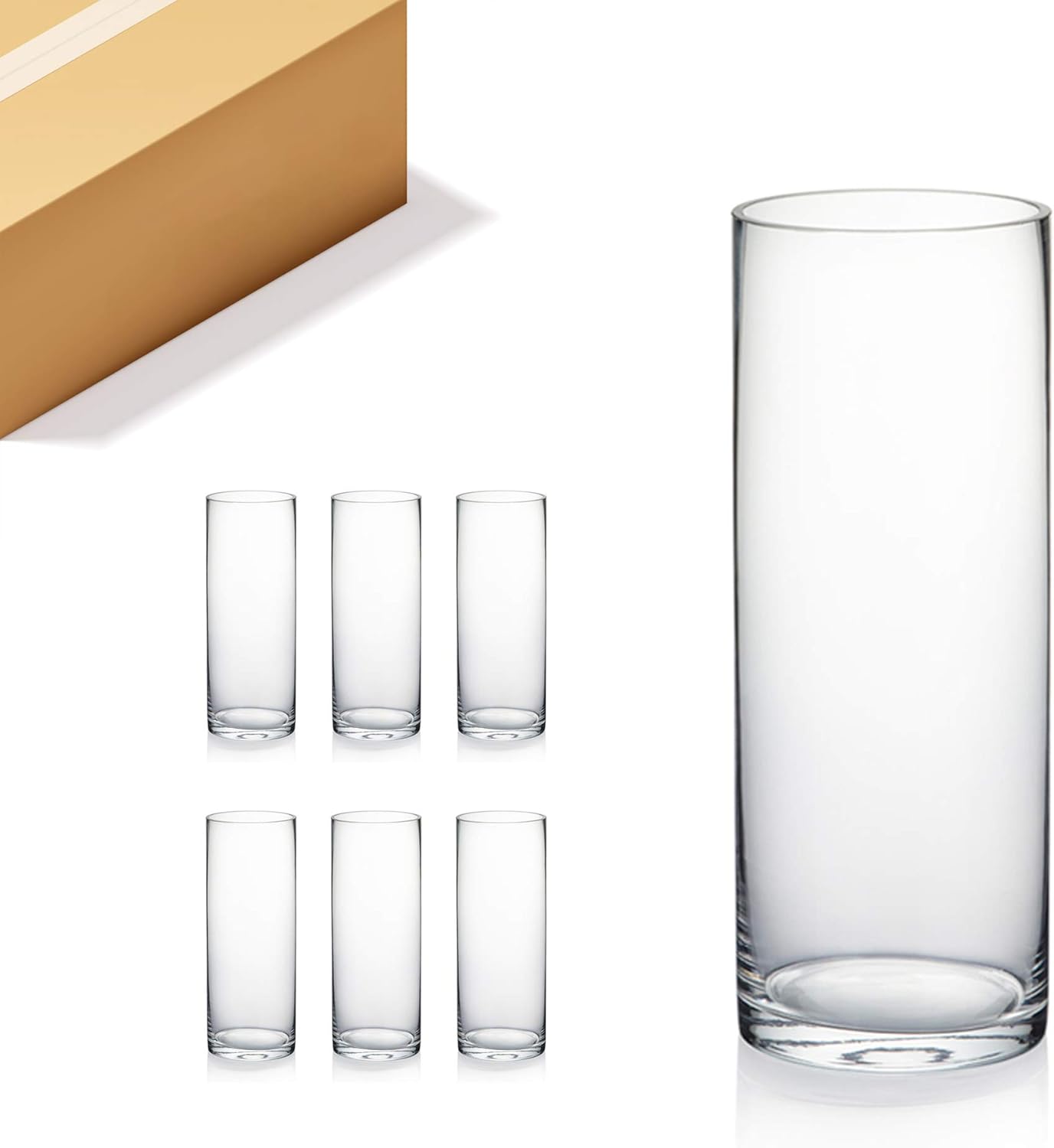 Quality Thick Clear Cylinder Glass Vases for Floral Arrangements