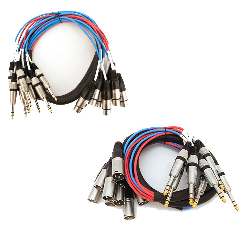 8 Channel 5 Foot TRS to XLR Male and Female Snake Cable Bundle