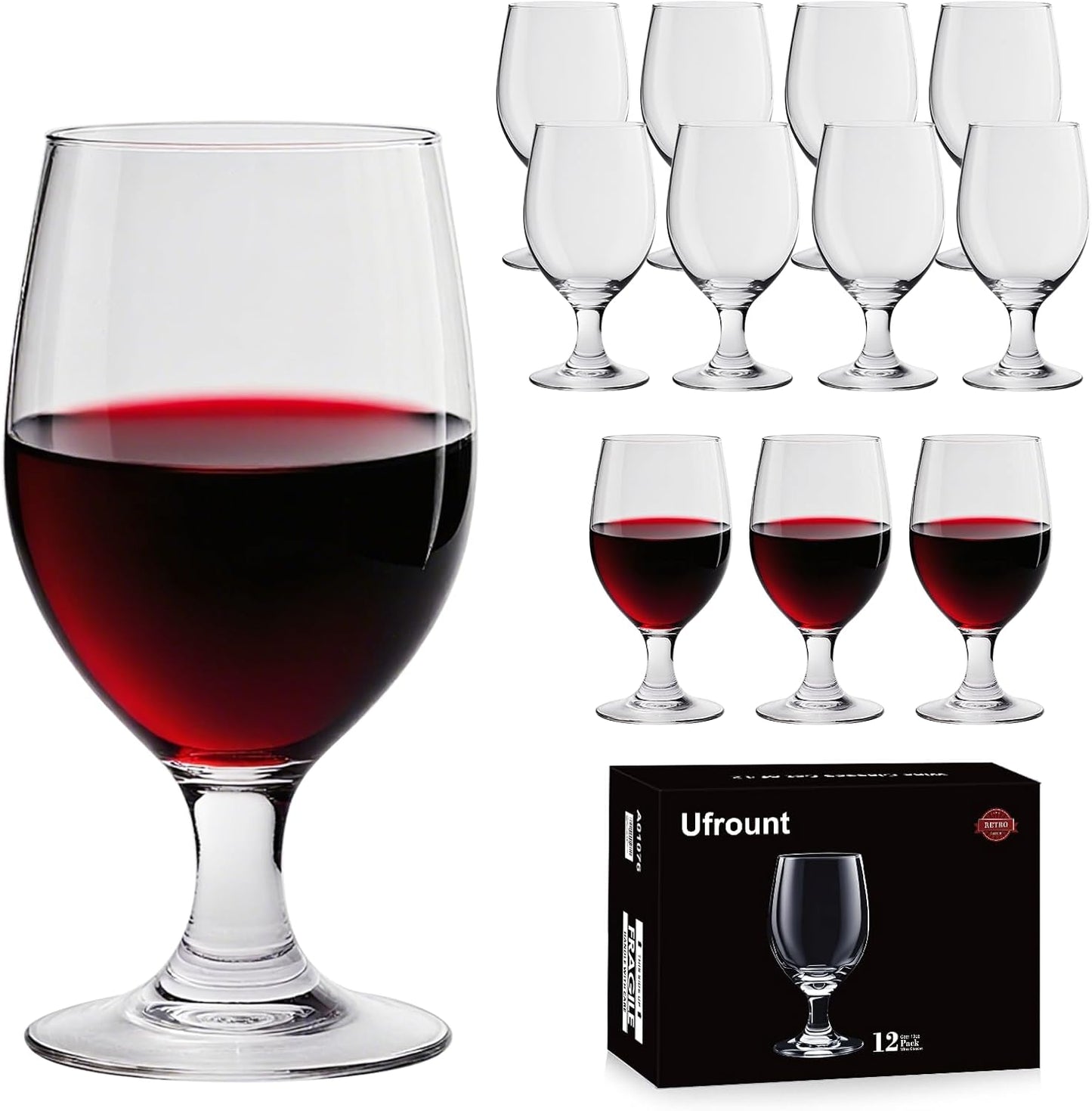 Premium 13 OZ Red and White Wine Glasses Set of 12 for Events