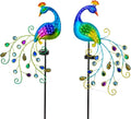 Peacock Solar Lights Outdoor 2 Pack - Decorative Waterproof Pathway