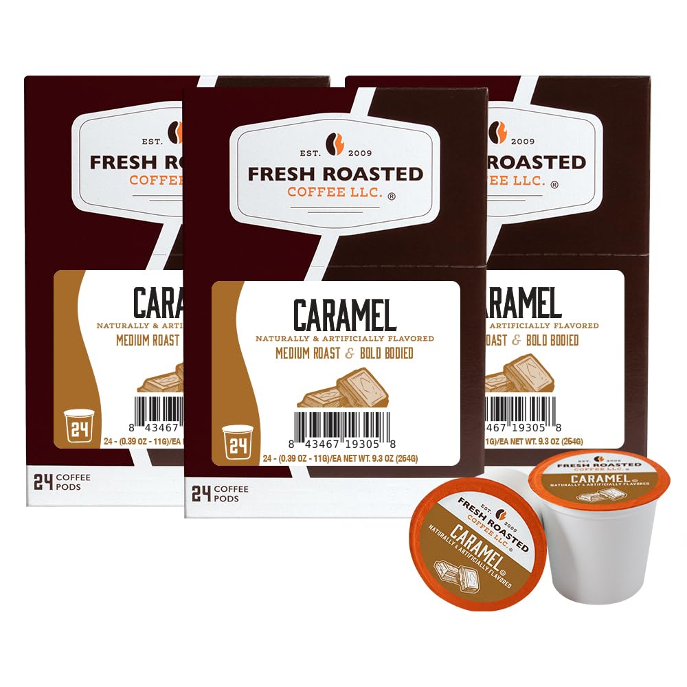 Fresh Roasted Coffee Caramel Flavored Coffee Pods 72 Count