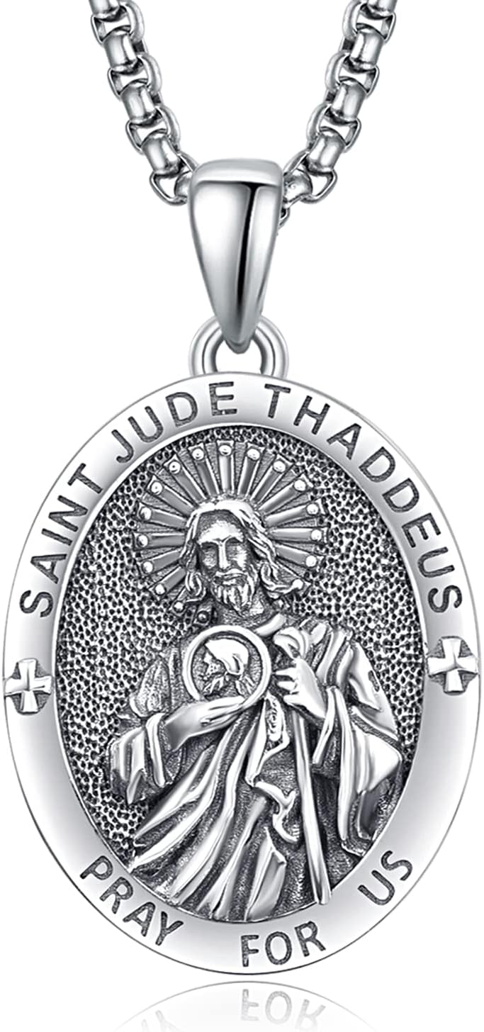Saint Jude Necklace in 925 Sterling Silver for Protection Jewelry