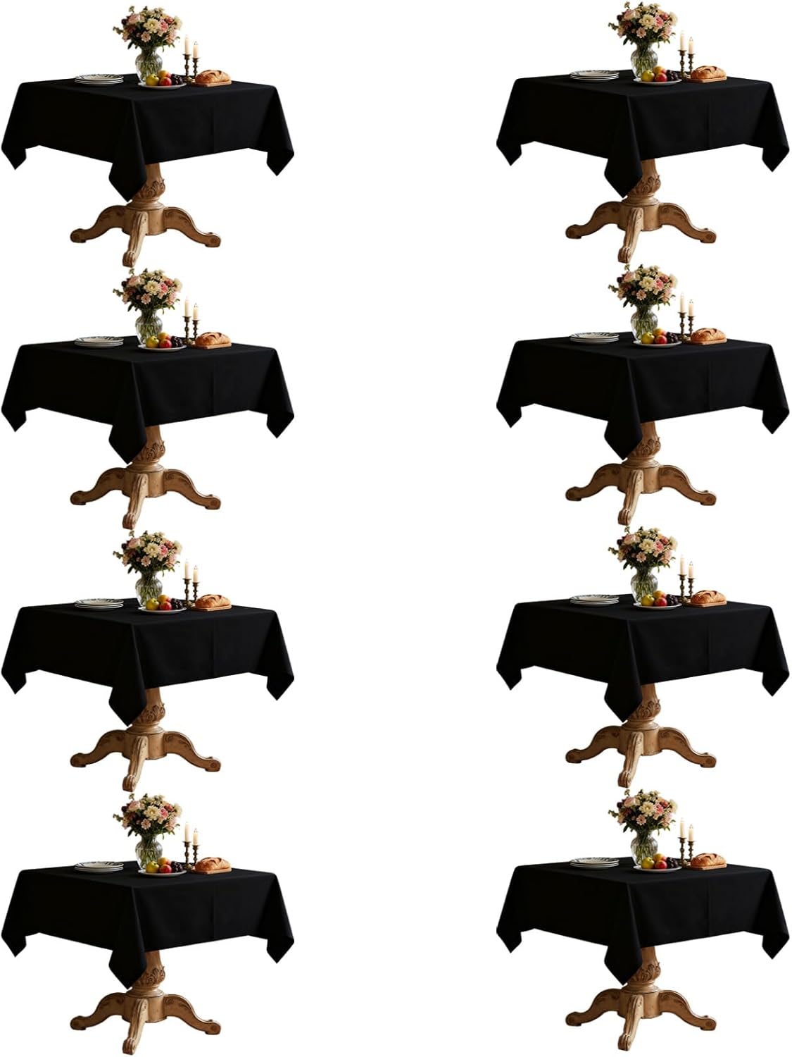8 Pack Black Square Tablecloths for Elegant Dining Events