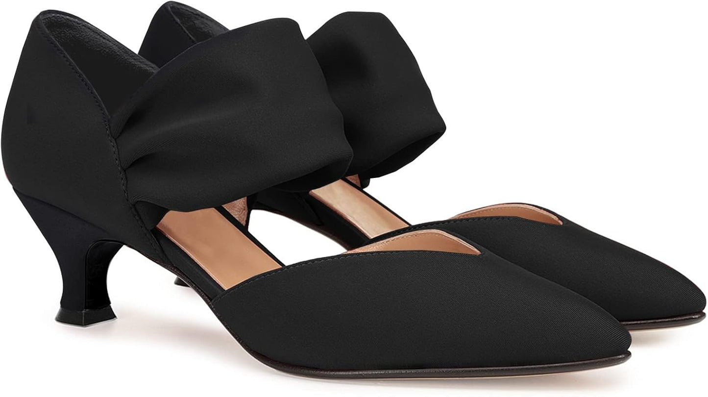 Coutgo Womens Low Kitten Heel Dress Shoes for Elegant Occasions