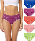 Wirapra Women's Cotton Stretch Underwear Comfy Mid Waisted Briefs