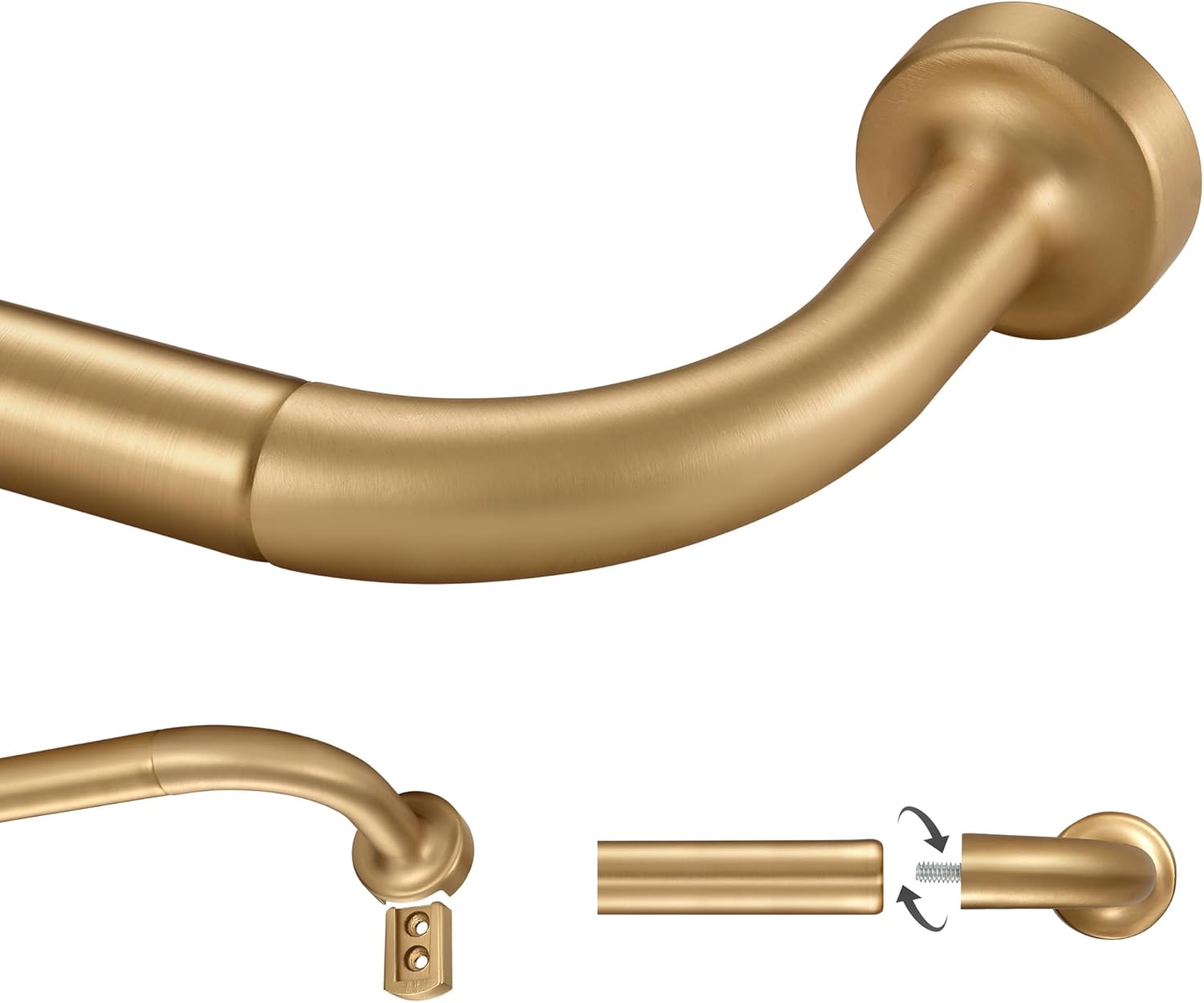 Warm Gold Curtain Rod for Windows 28 to 150 Inch Adjustable Design