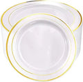 10.25 in Gold Rimmed Disposable Dinner Plates - Pack of 60