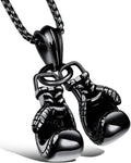 Hamoery Men Punk Stainless Steel Boxing Gloves Chain Pendant Necklace