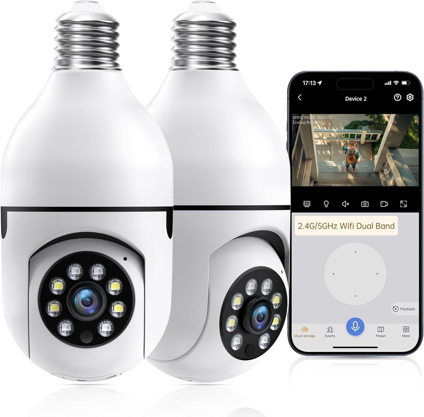 WESECUU Light Bulb Security Camera with 2K Night Vision