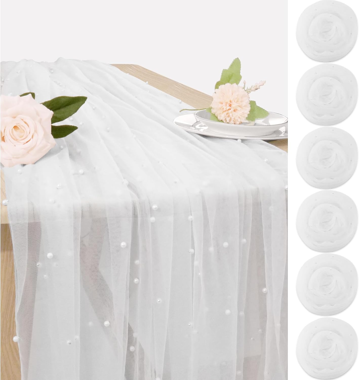 Set of 6 Pearl Table Runners for Elegant Event Decor