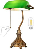Vintage Green Glass Bankers Desk Lamp - Classic Desk Lighting