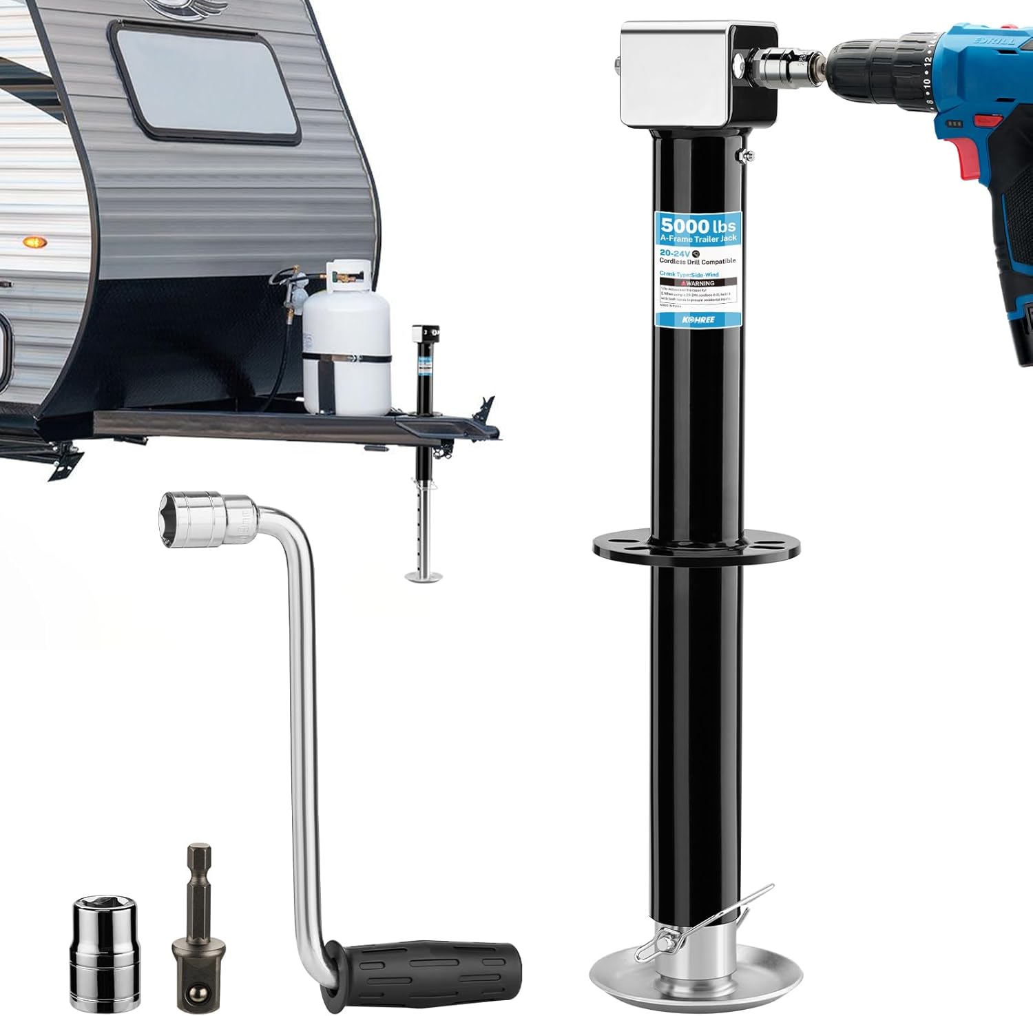 Kohree Heavy Duty A-Frame Trailer Jack with Quick Adjustable Drop Leg