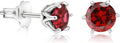 925 Sterling Silver Garnet Stud Earrings - Small Dainty Birthstone