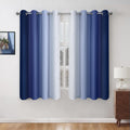 Navy Blue Ombre Blackout Curtains 52 x 63 in - Gradient Room Darkening