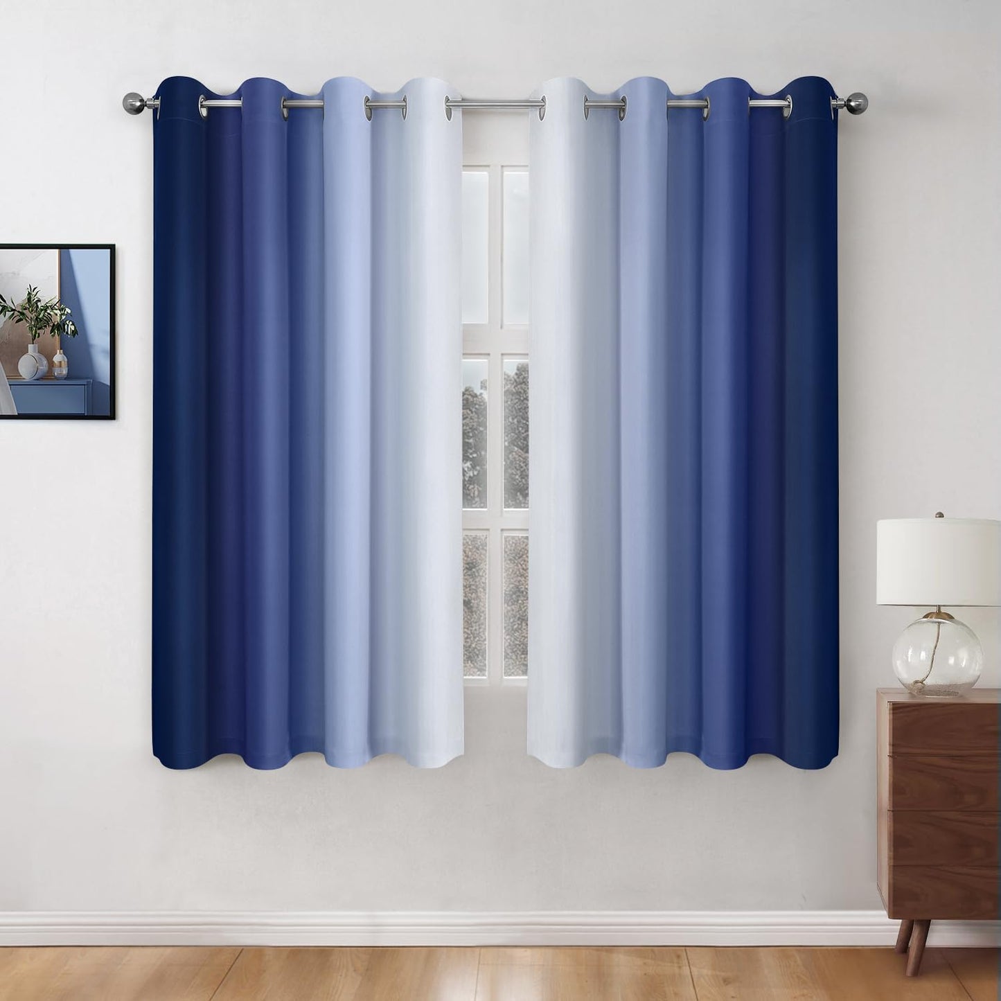 Navy Blue Ombre Blackout Curtains for Stylish Room Decor