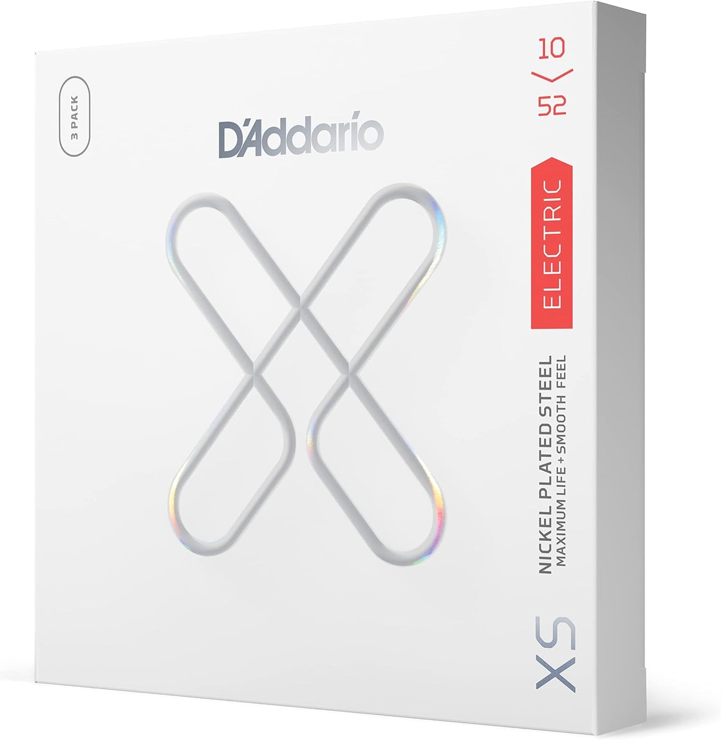 D'Addario XS Nickel Electric Strings - Longevity & Tone - 10-52 Light/Heavy - 3-Pack
