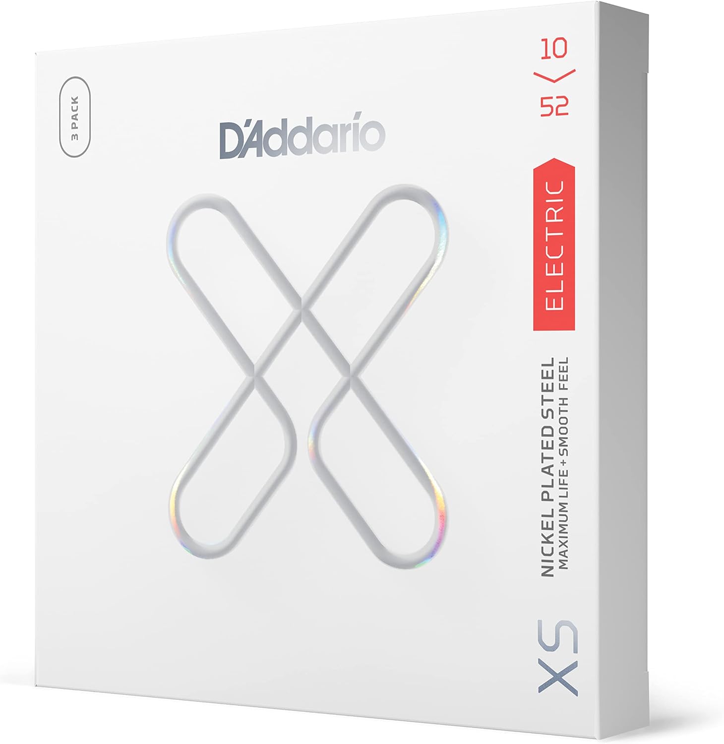 D'Addario XS Nickel Electric Strings - Longevity & Tone - 10-52 Light/Heavy - 3-Pack