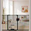 40.55 in Tall Extra Wide Black Metal Pet Gate with Door - Pressure