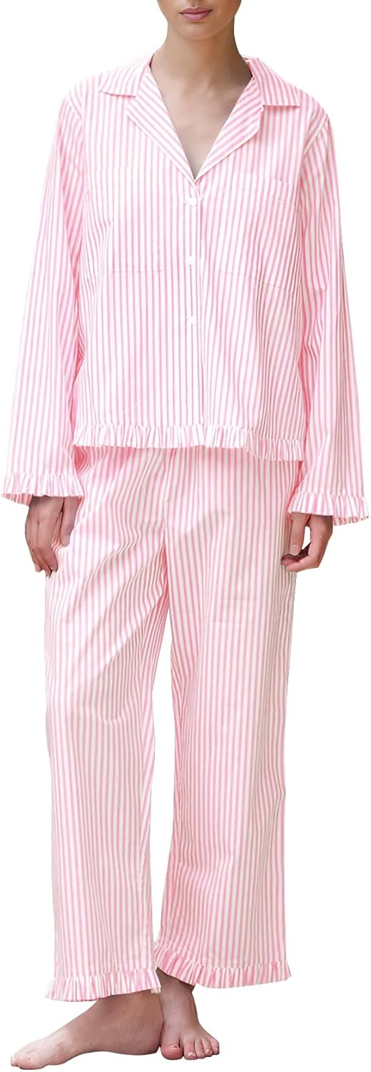 Flygo Womens Striped Pajama Sets for Comfort and Style