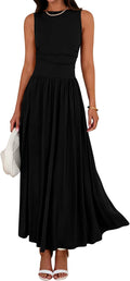Summer Maxi Dresses for Women 2025 Sleeveless Ruched High Waist