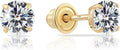 14k Yellow Gold Solitaire Round Cubic Zirconia Stud Earrings