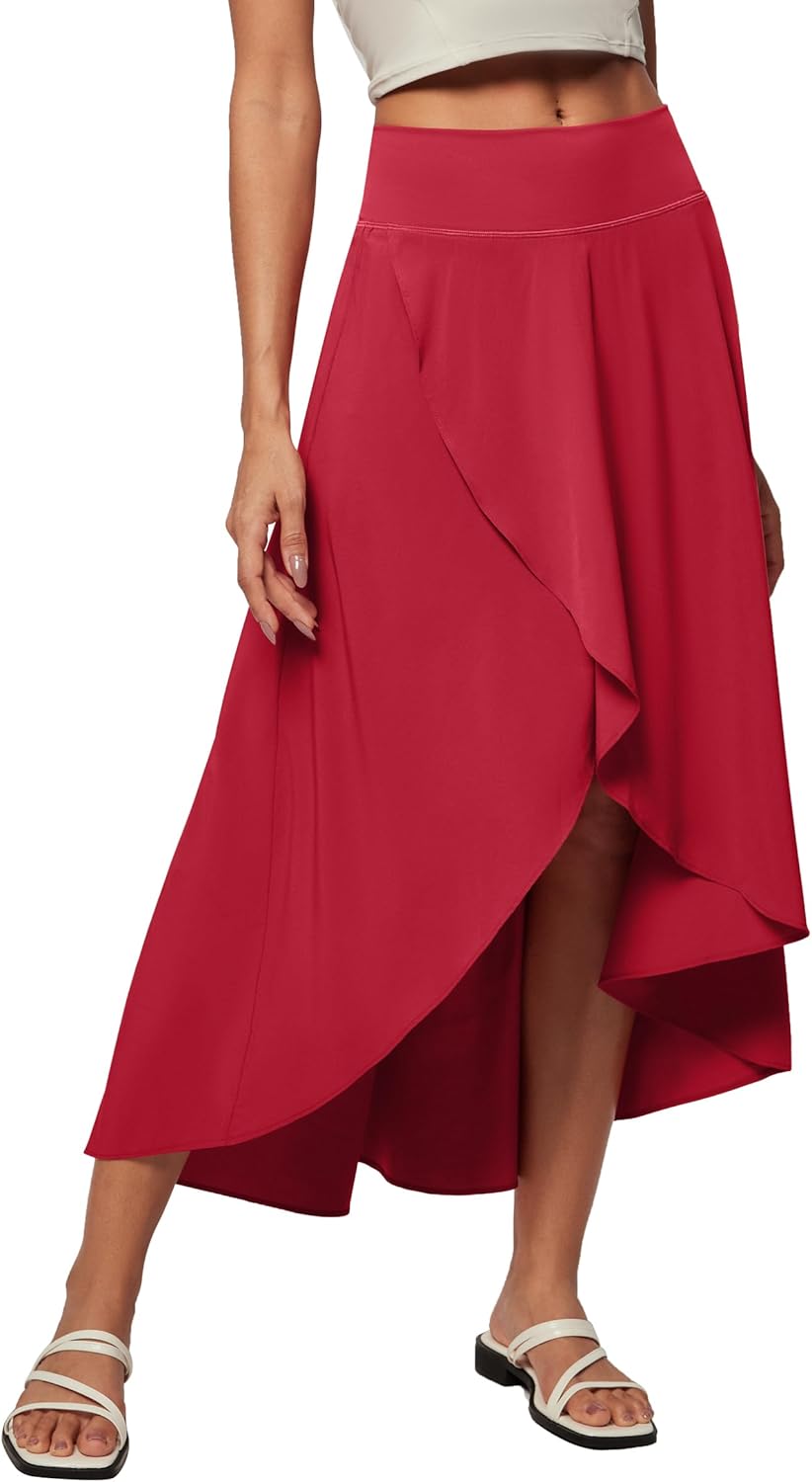 Heathyoga High Waist Wrap Skirt with Shorts for Women