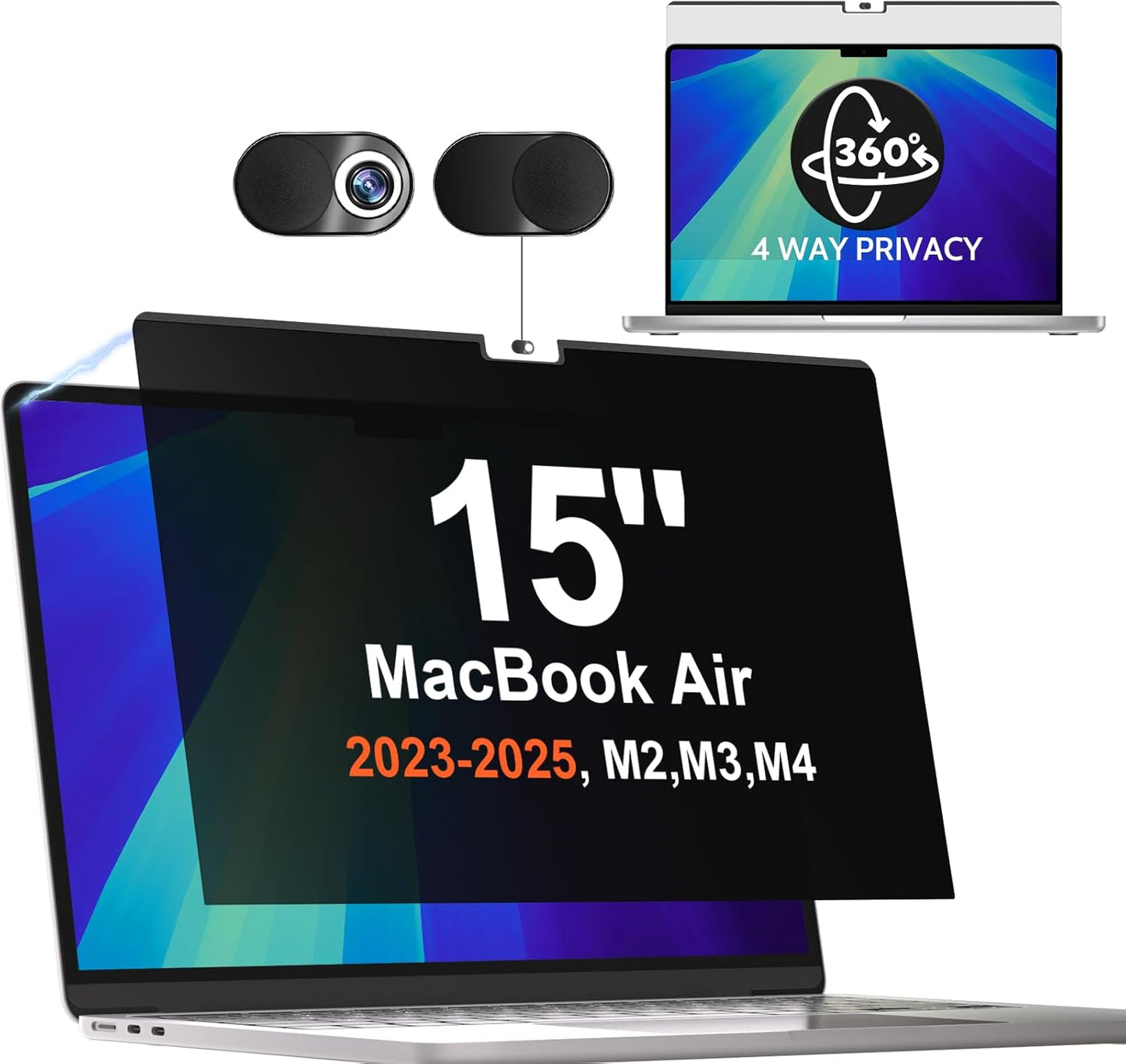 360 Magnetic Privacy Screen for Macbook Air 15 Inch - M2 M3 M4
