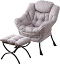Welnow Lazy Chair with Ottoman for Small Spaces, Light Grey
